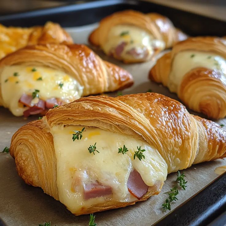 Baked Chicken Ham and Cheese Croissants