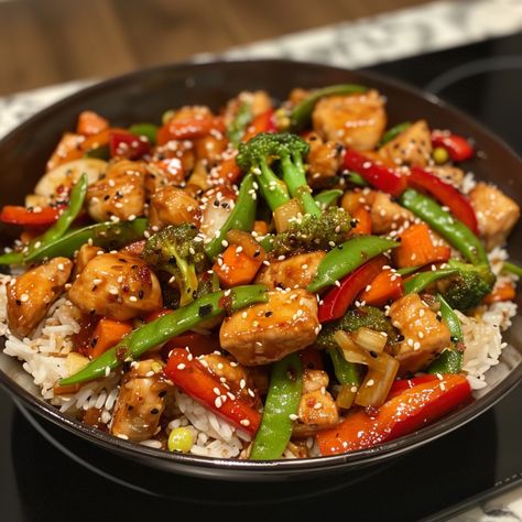 Hearty Chicken Stir-Fry with Mixed Vegetables Brown Rice