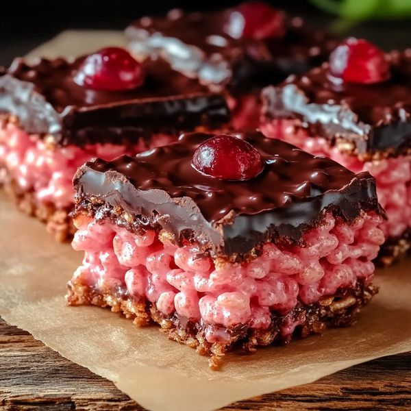 Chocolate Covered Cherry Rice Krispies Treats