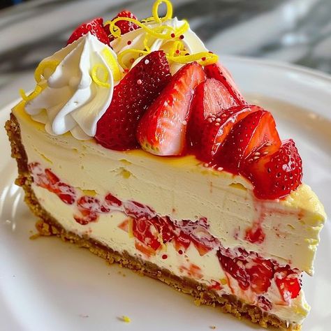Delectable Lemon Strawberry Cheesecake