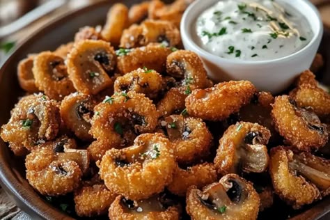 Crispy Fried Mushrooms with Cool Ranch Dip