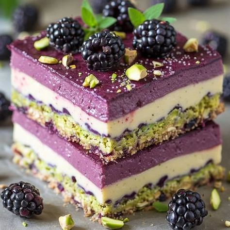 Pistachio & Blackberry Cheesecake Towers