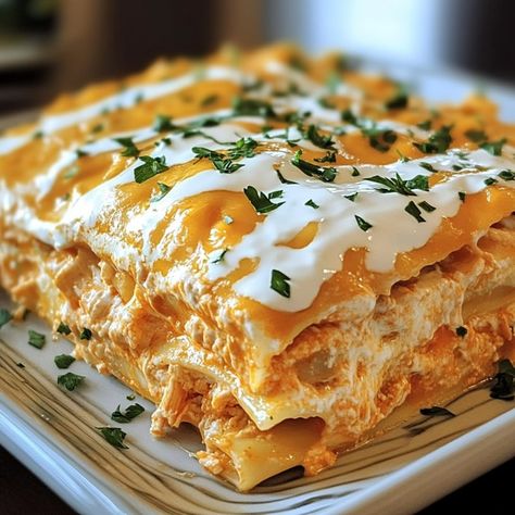 Buffalo Chicken Lasagna with Cheese