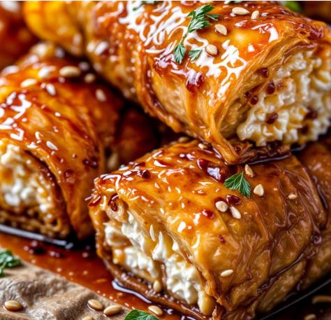 Oven-Fried Feta Rolls with Chili Honey