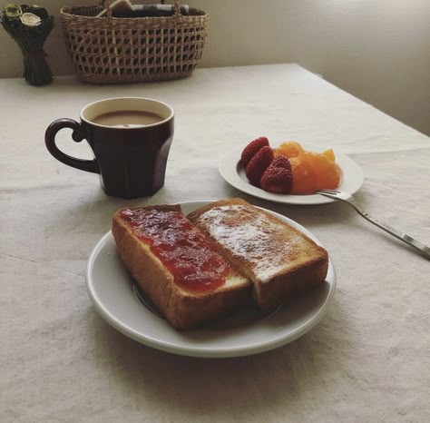 Jam on toast with salted butter and a cupa