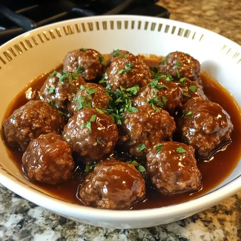 Slow Cooker Salisbury Meatballs