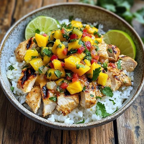Lemon Ginger Chicken with Pineapple Mango Salsa