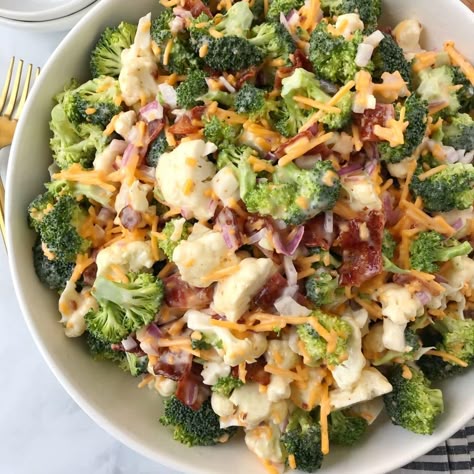 Creamy Broccoli Cauliflower Salad