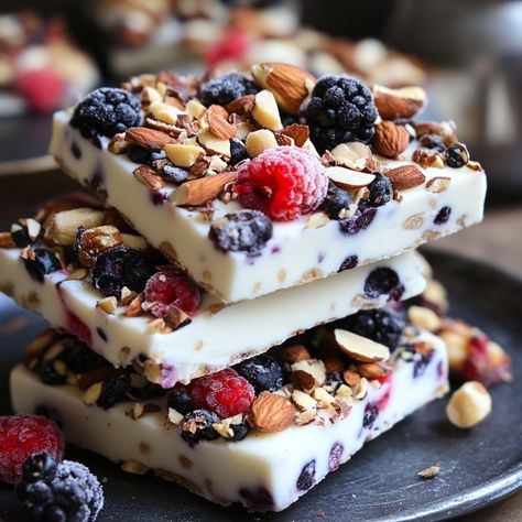 Fruit and Yogurt Bark with Crushed Pistachios
