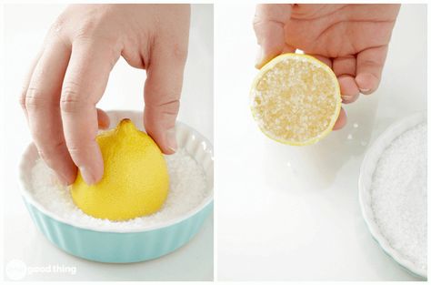 salt on a lemon