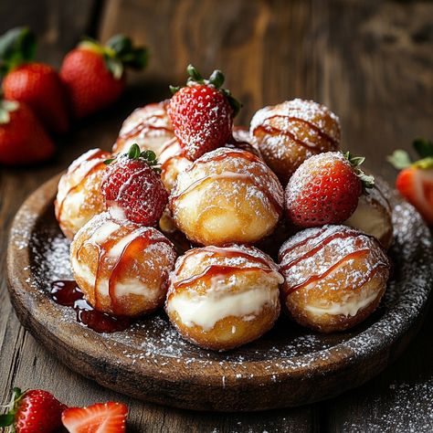 Strawberry Cheesecake Stuffed Donut Holes